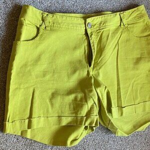 Lane Bryant Chartreuse Cuffed Shorts